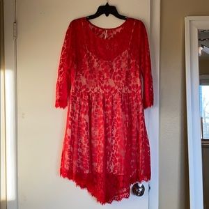 Free People Red Lace Dress